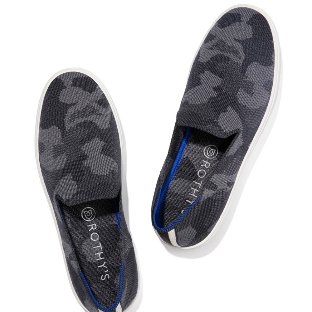 Rothy's The Original Slip On Sneakers in Black Camo Size 8